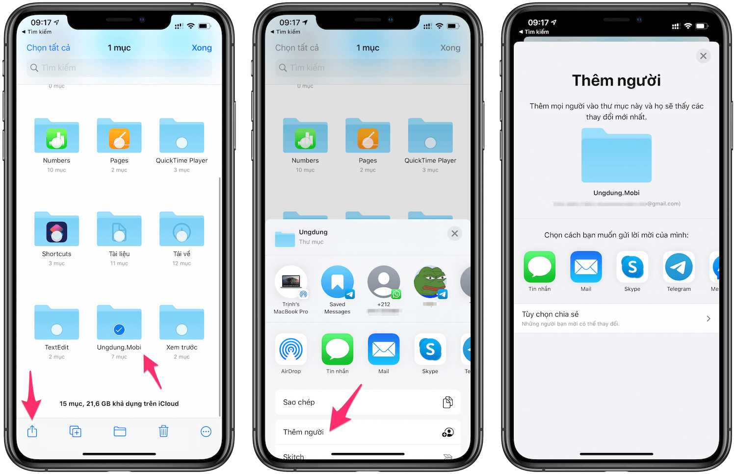 share folder icloud iphone